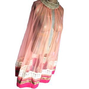 Handmade OOAK Brebitz Festival Wedding Shawl Tulle Beaded Embroidery One Size